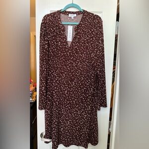 Gilli Maroon Dress with White Pattern